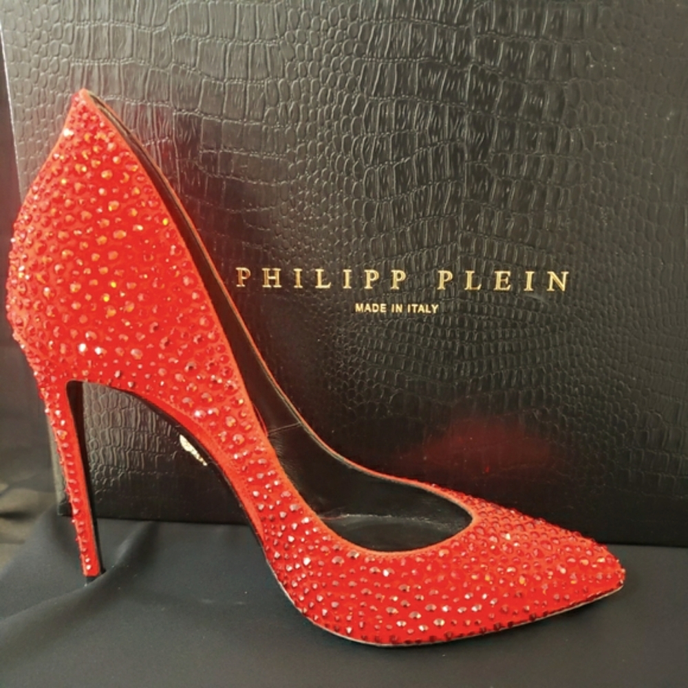 π₯HPπ₯Philipp Plein Red Jeweled Stiletto - Picture 2 of 15